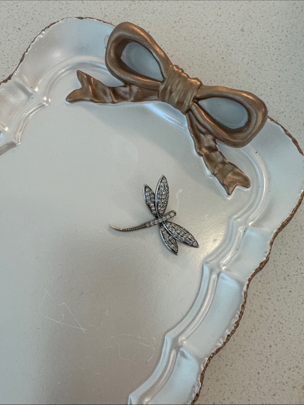 5/22 Crystal Dragonfly pendant  - Silver Tone